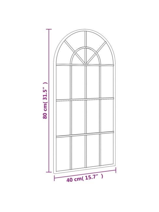 Seinapeegel, must, 40x80 cm, kaarekujuline, raud