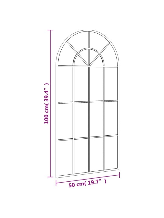 Seinapeegel, must, 50x100 cm, kaarekujuline, raud