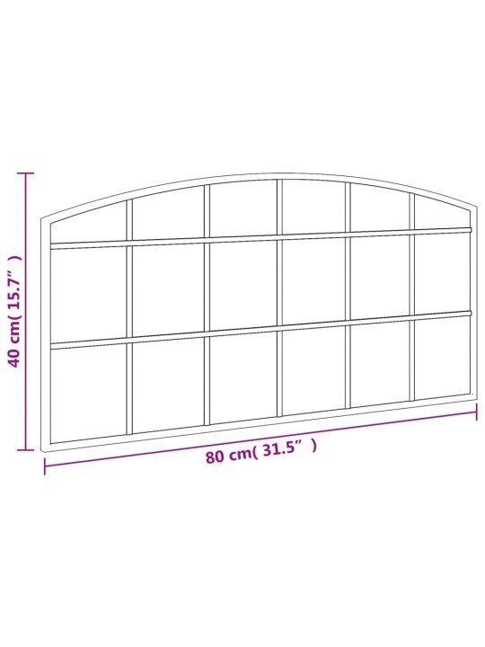 Seinapeegel, must, 80 x 40 cm, kaarekujuline, raud