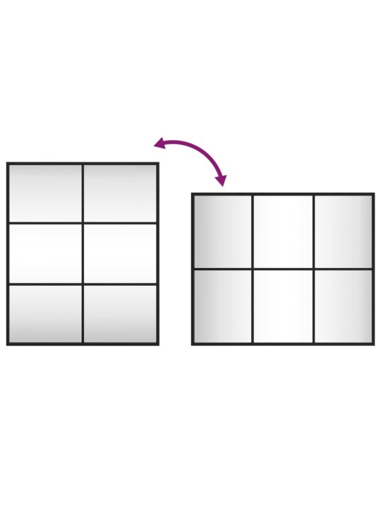 Seinapeegel, must, 50 x 60 cm, ristkülikukujuline, raud