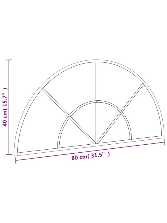 Seinapeegel, must, 80 x 40 cm, kaarekujuline, raud
