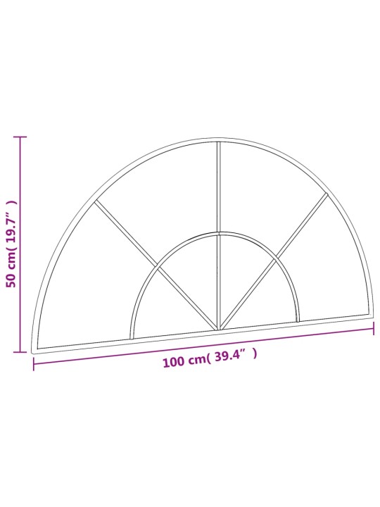 Seinapeegel, must, 100 x 50 cm, kaarekujuline, raud