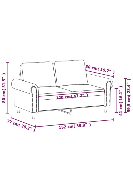 2-kohaline diivan, helehall, 120 cm, samet