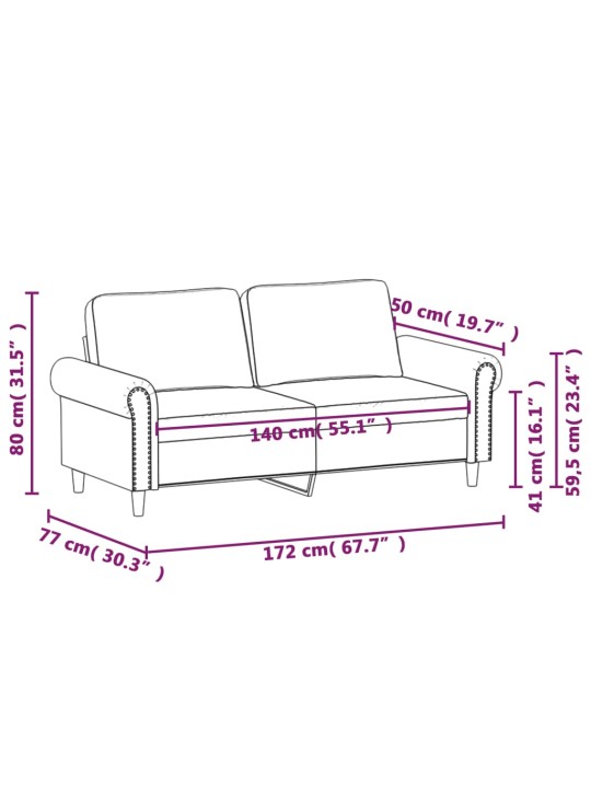 2-KOHALINE DIIVAN, VEINIPUNANE, 140 CM, SAMET