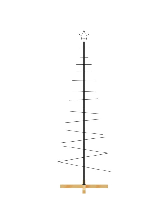 Metallist kunstkuusk puidust alusega, must, 180 cm