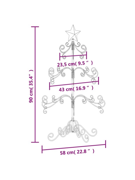 Metallist kunstkuusk kaunistuseks, must, 90 cm