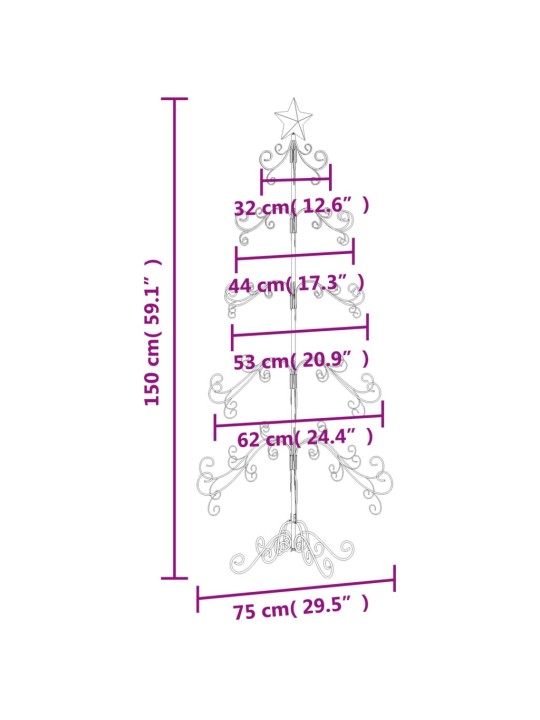 Metallist kunstkuusk kaunistuseks, must, 150 cm