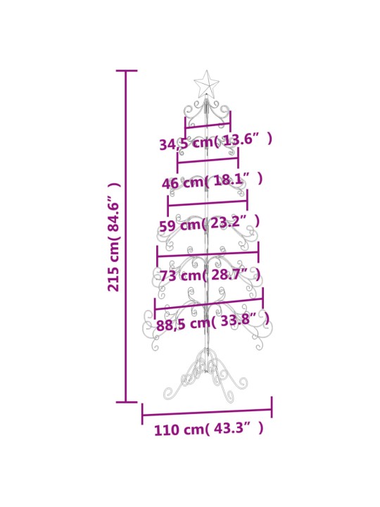 Metallist kunstkuusk kaunistuseks, must, 215 cm