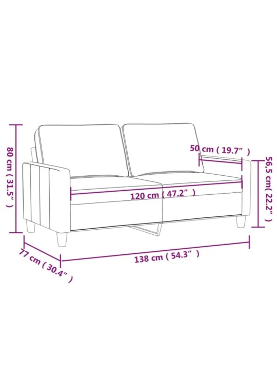 2-kohaline diivan, must, 120 cm, kangas