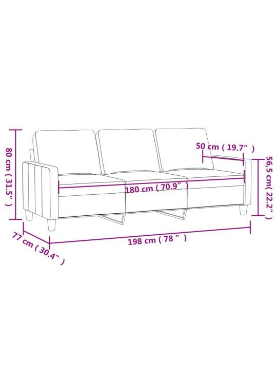 3-kohaline diivan, pruun, 180 cm, samet