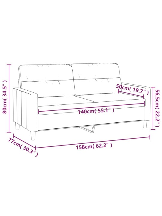2-kohaline diivan, pruunikashall, 140 cm, kangas