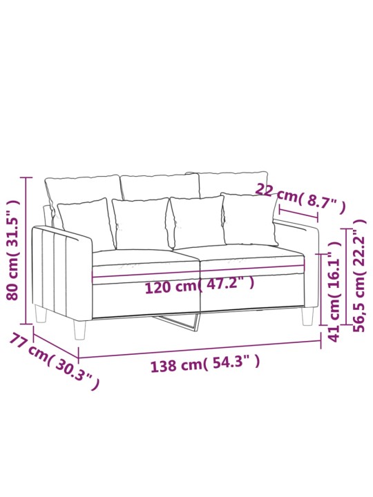 2-kohaline diivan, helehall, 120 cm, samet