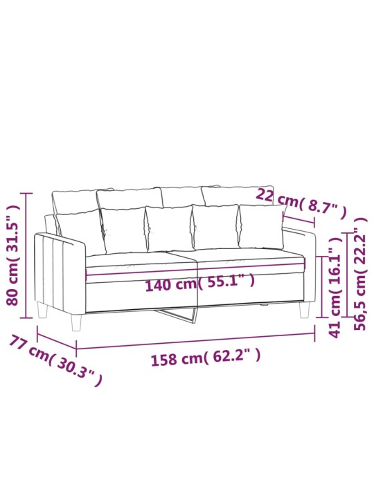 2-kohaline diivan, tumehall, 140 cm, samet