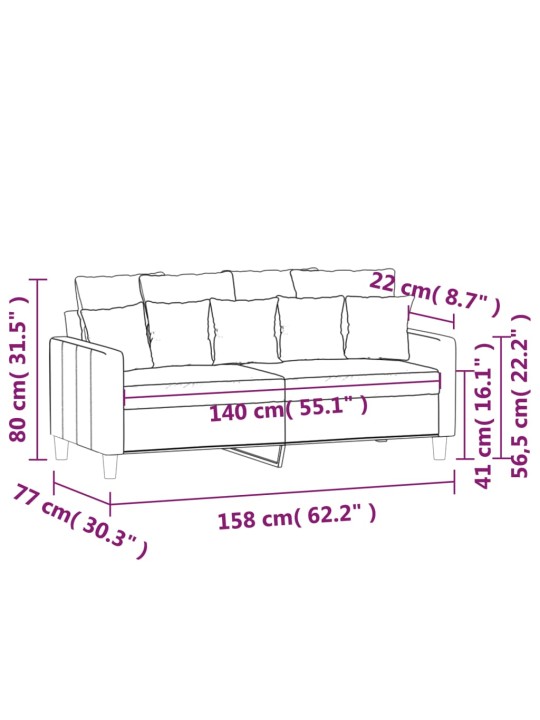 2-kohaline diivan, tumeroheline, 140 cm, samet