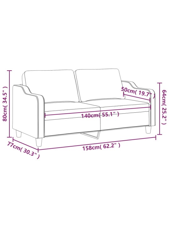 2-kohaline diivan, pruunikashall, 140 cm, kangas