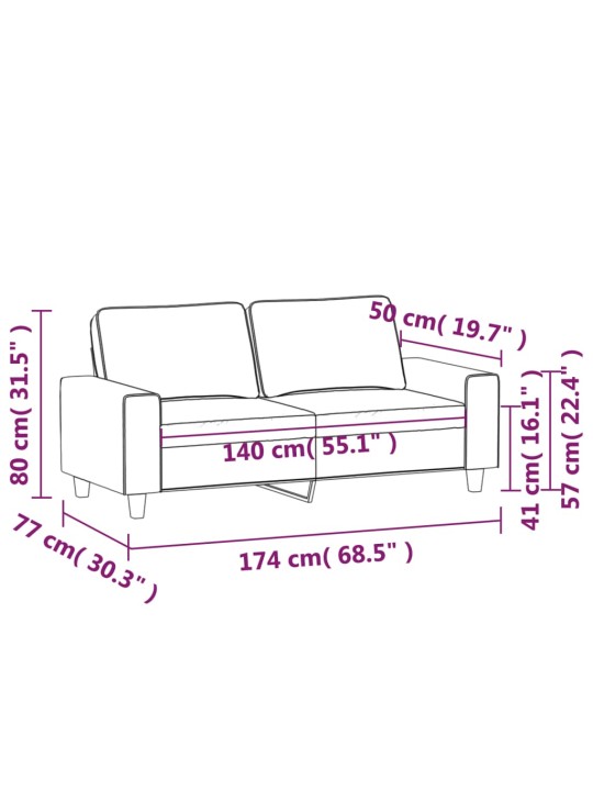 2-kohaline diivan, helehall, 140 cm, kangas