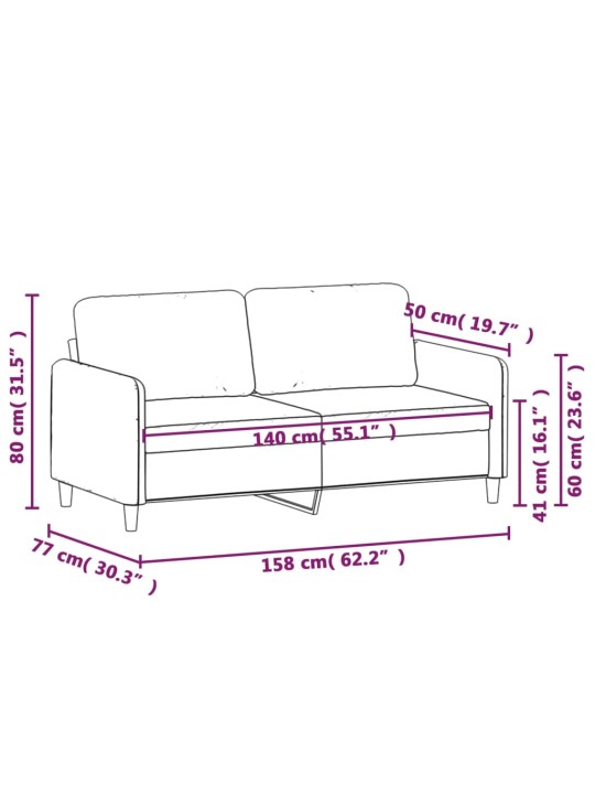 2-kohaline diivan, roosa, 140 cm, samet