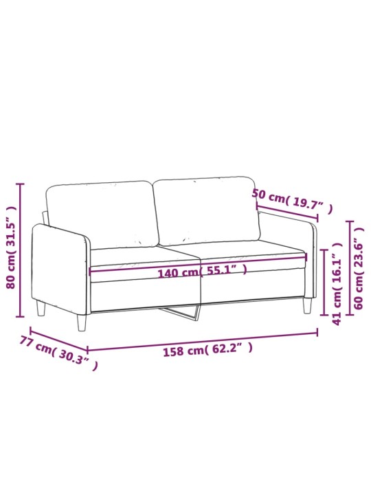 2-kohaline diivan, veinipunane, 140 cm, samet