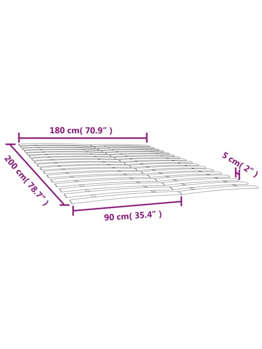 Liistudega voodipõhjad 34 liistuga 2 tk 90x200 cm