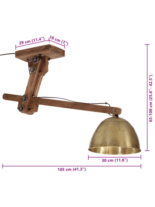 Laelamp, 25 W, antiik messing, 105 x 30 x 65-108 cm, e27