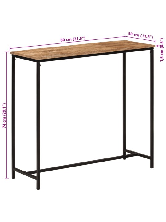 Konsoollaud, 80 x 30 x 74 cm, mangopuit ja raud