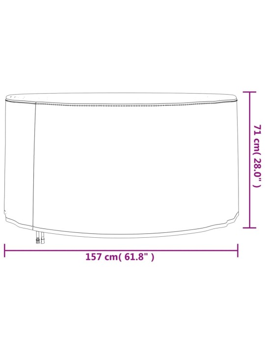 Aiamööbli kate, ümmargune, must, ø157x71 cm, 420d oxford