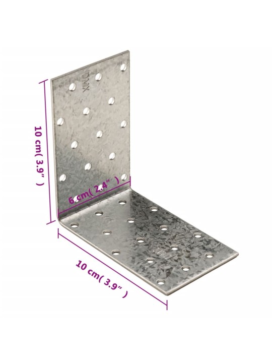 Nurgaklambrid 40 tk, 2 mm, 100x60x100 mm, tsingitud teras