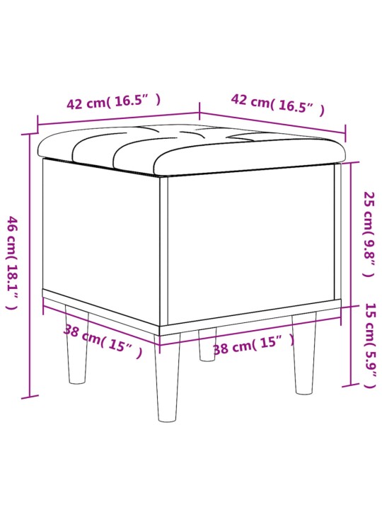 Hoiupink, hall sonoma tamm, 42 x 42 x 46 cm, tehispuit