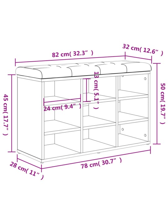 Jalatsipink, valge, 82 x 32 x 50 cm, tehispuit