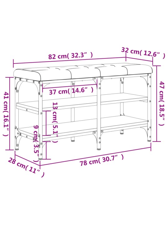 Jalatsipink, must, 82 x 32 x 47 cm, tehispuit