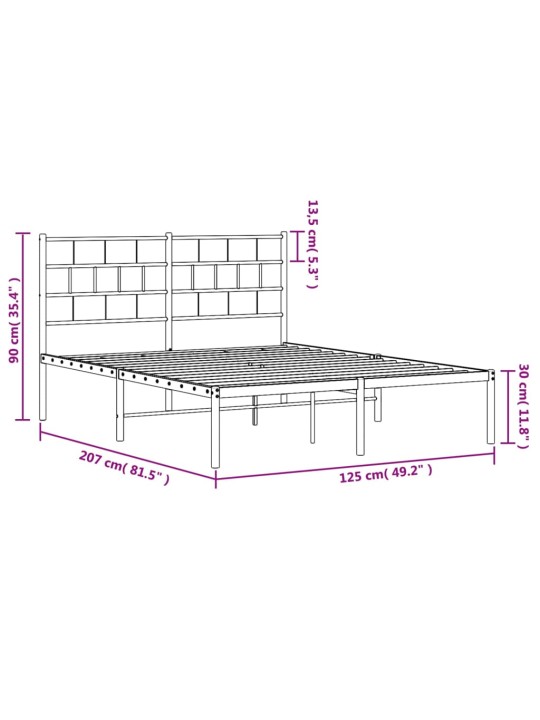 Metallist voodiraam peatsiga, must, 120 x 200 cm