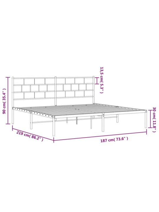 Metallist voodiraam peatsiga, must, 183x213 cm