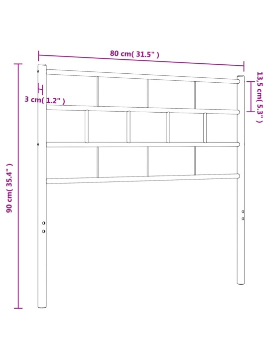 Metallist voodipeats, must, 75 cm