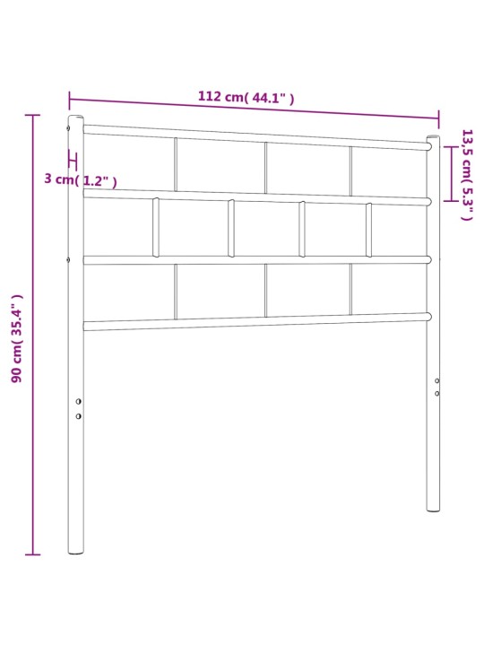 Metallist voodipeats, must, 107 cm