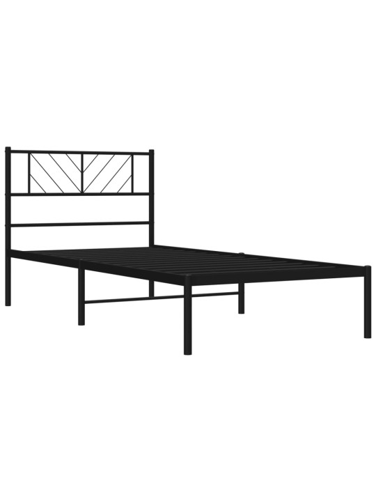 Metallist voodiraam peatsiga, must, 90 x 190 cm