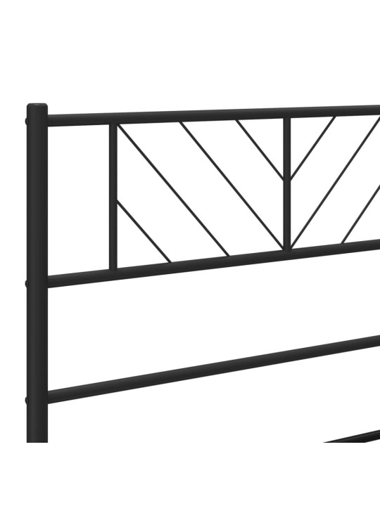 Metallist voodiraam peatsiga, must, 160 x 200 cm