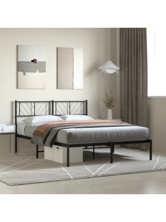 Metallist voodiraam peatsiga, must, 160 x 200 cm