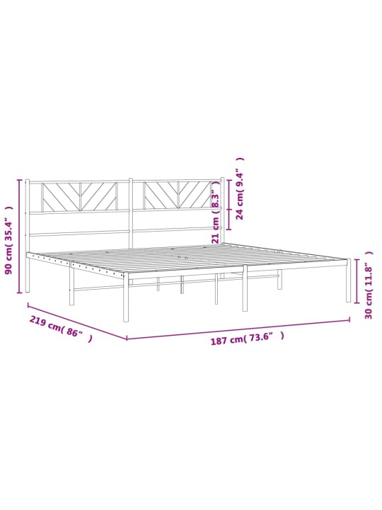 Metallist voodiraam peatsiga, must, 183x213 cm