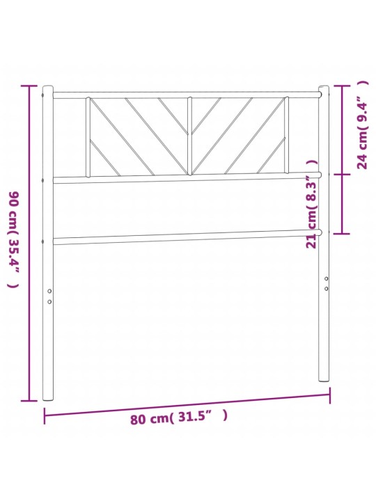 Metallist voodipeats, must, 75 cm