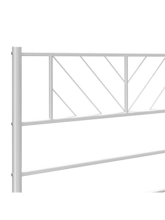 Metallist voodiraam peatsi ja jalutsiga, valge, 90 x 200 cm
