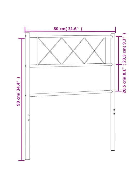 Metallist voodipeats, must, 75 cm