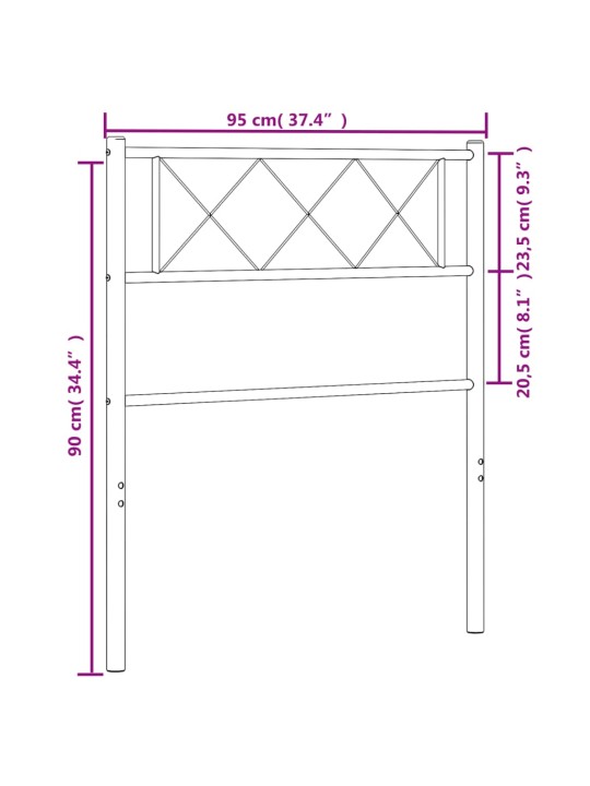 Metallist voodipeats, must, 90 cm