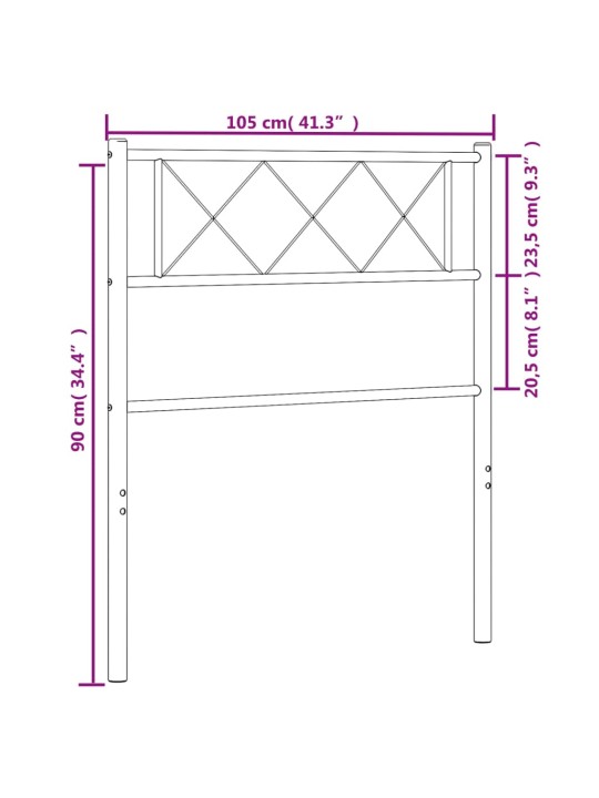 Metallist voodipeats, must, 100 cm