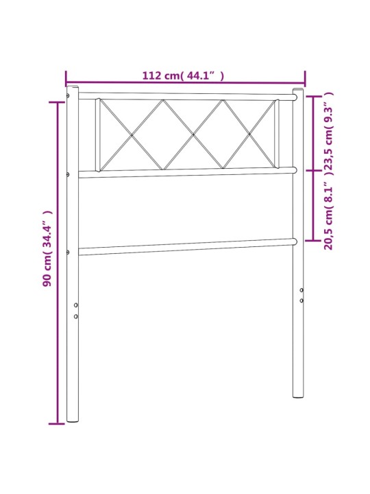 Metallist voodipeats, must, 107 cm