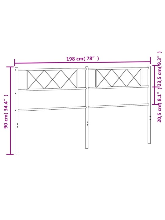 Metallist voodipeats, must, 193 cm