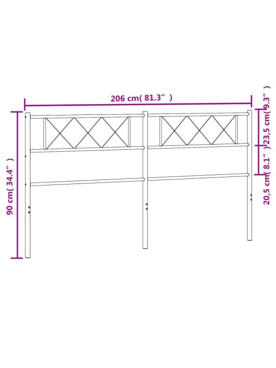 Metallist voodipeats, must, 200 cm