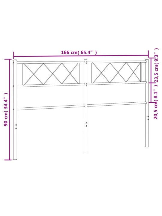 Metallist voodipeats, valge, 160 cm