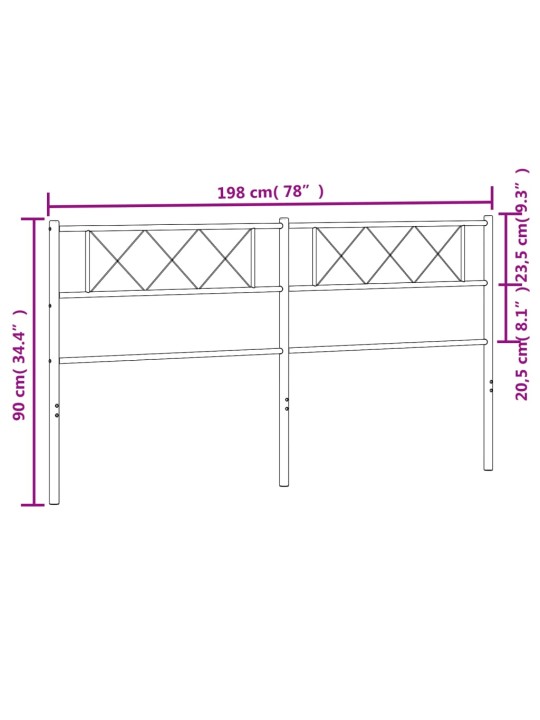 Metallist voodipeats, valge, 193 cm