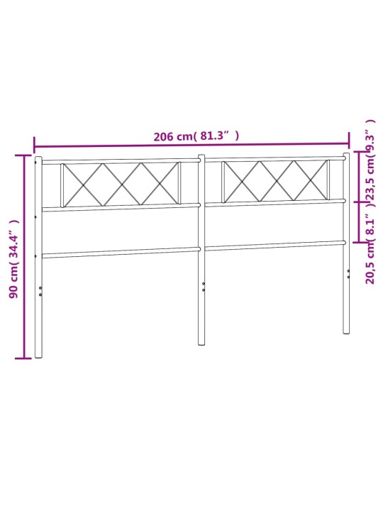 Metallist voodipeats, valge, 200 cm