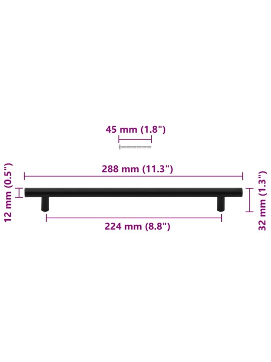 Kapi käepidemed 5 tk, must, 224 mm, roostevaba teras